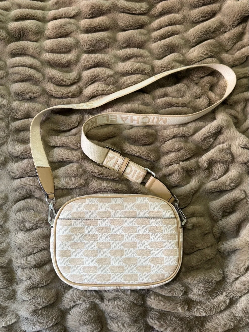 Michael Kors Cream and Tan Signature Crossbody Bag